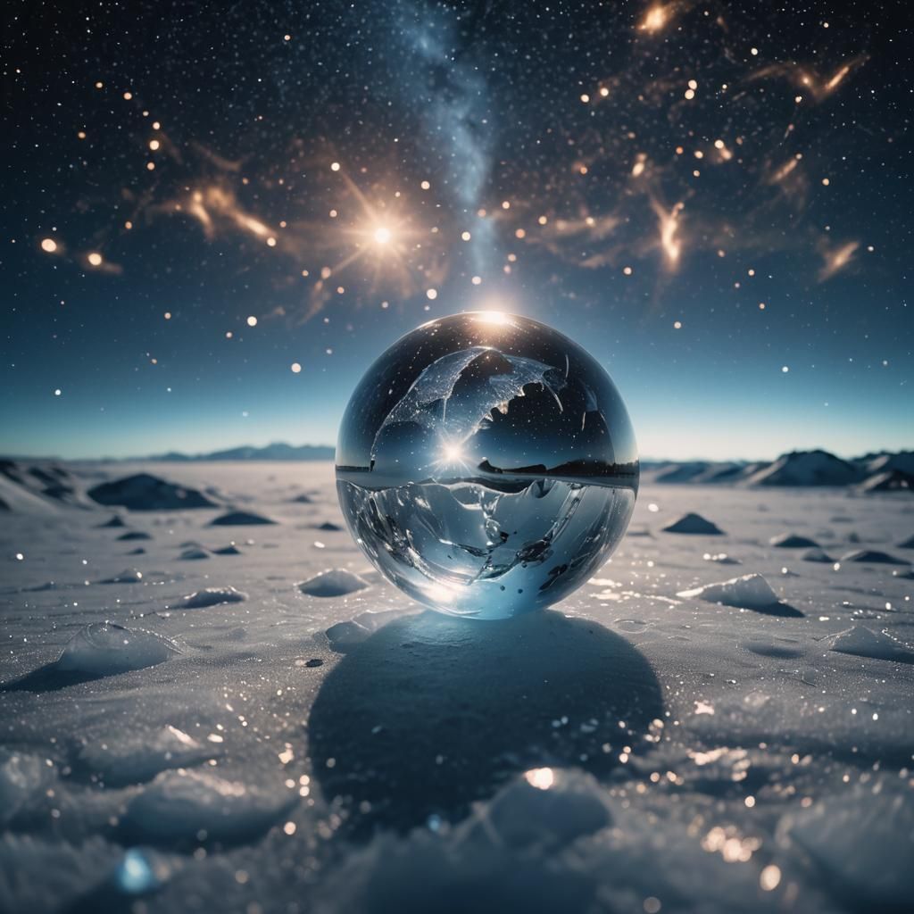 Mystical Ice Orb Galaxy in Deep Blue Space