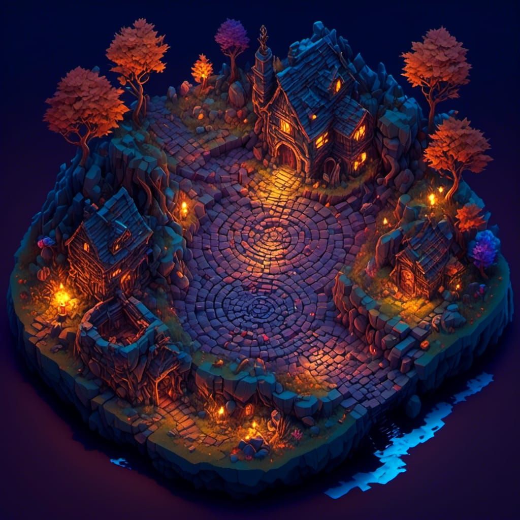Isometric Night Maze View
