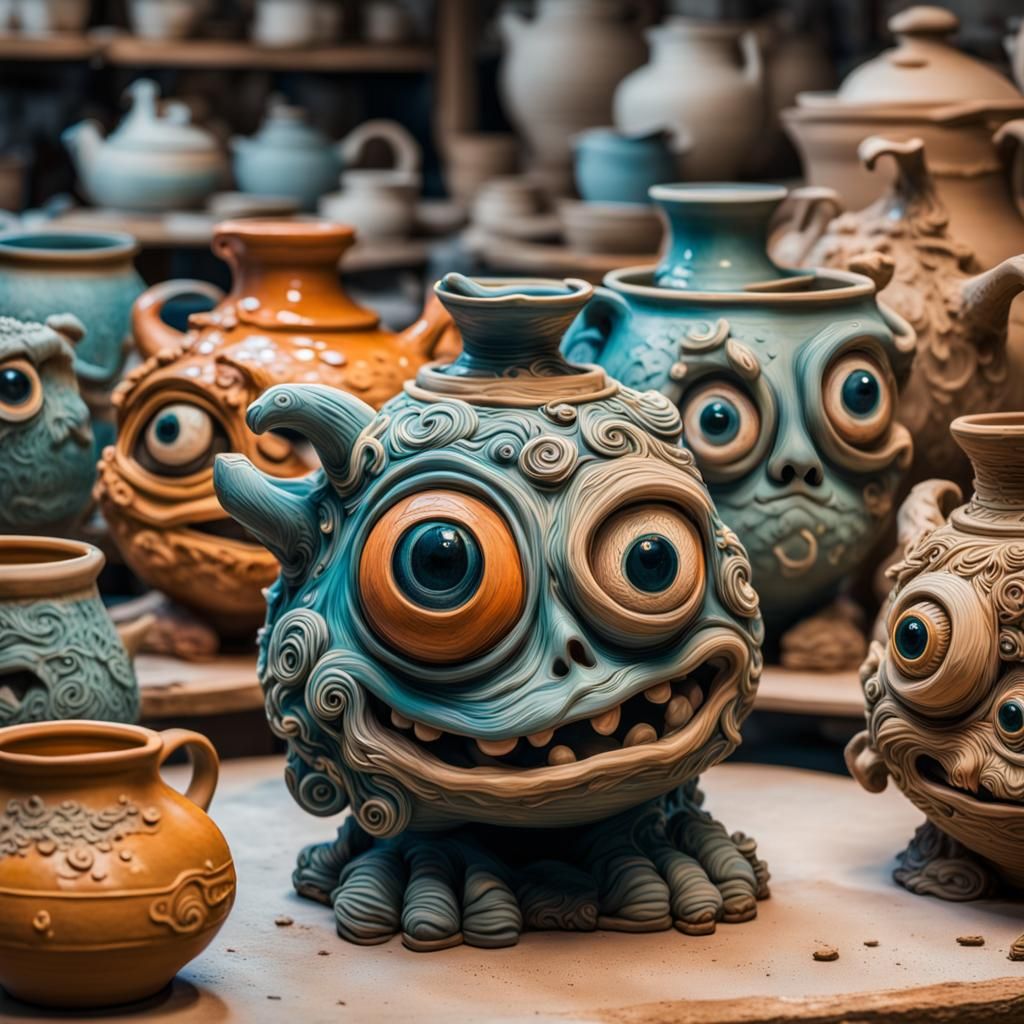 Eccentric Clay Monsters in Pottery Workshop