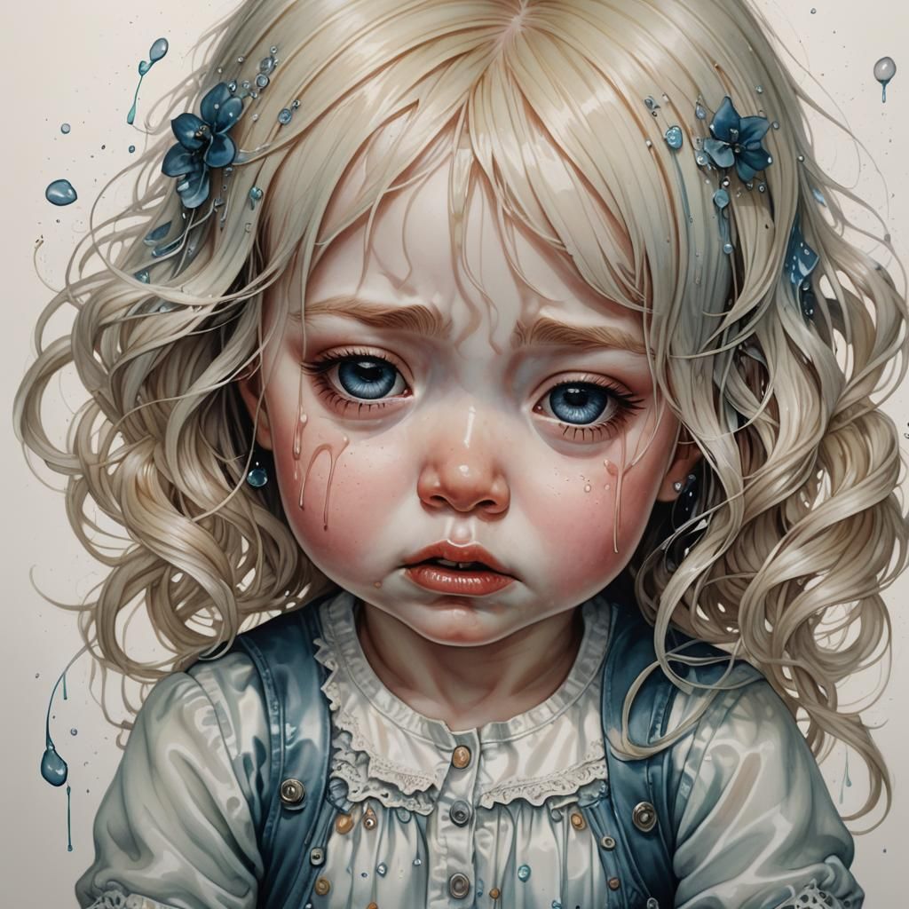 Sad Toddler Crying: Hyperrealistic Digital Art