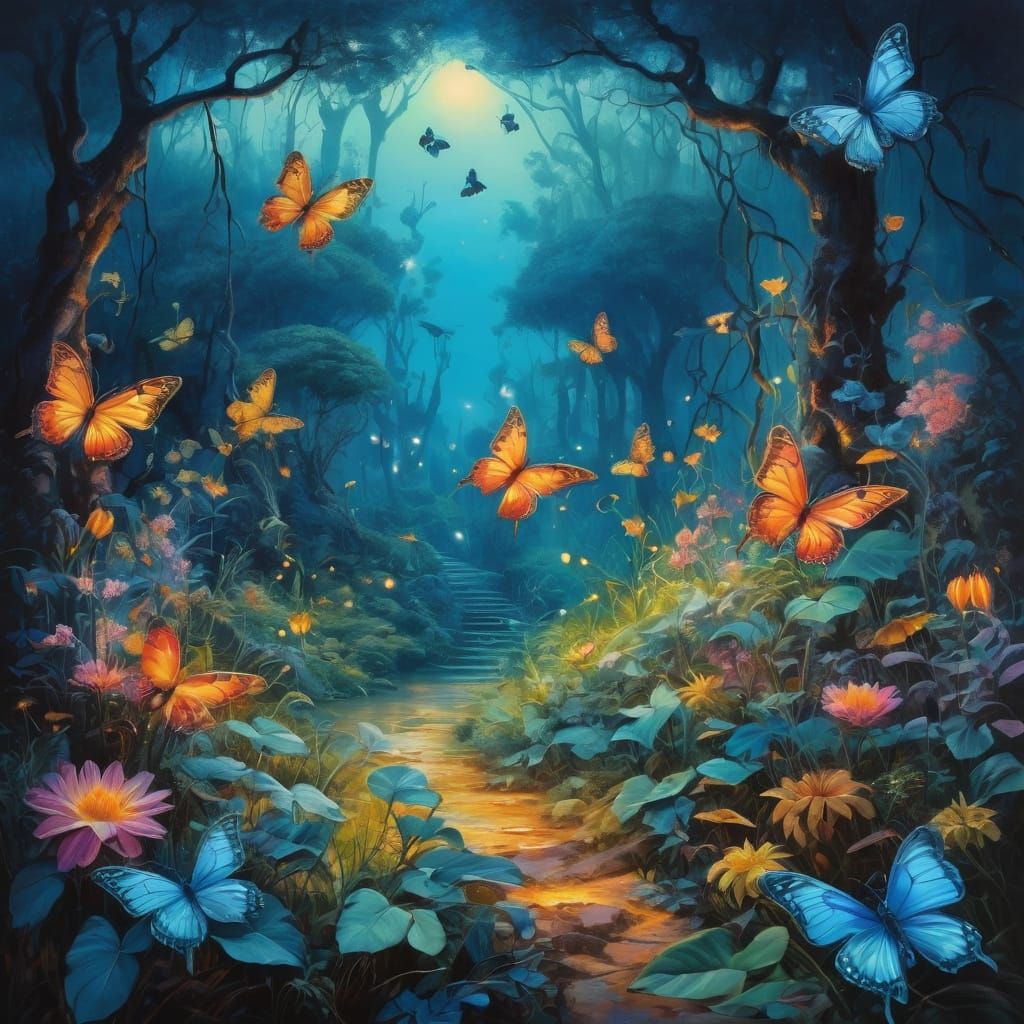 Dreamy Butterflies Dance in Vibrant Dusk Landscapes