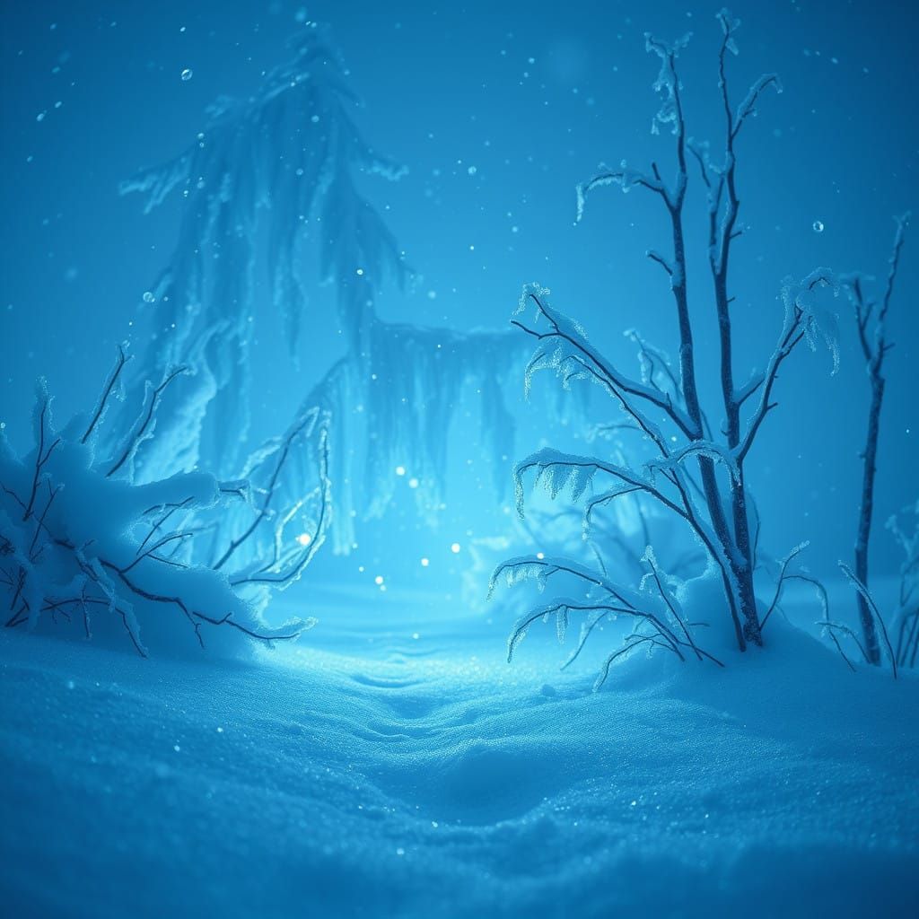 The most wintery shade of blue is often considered Ice Blue (#99FFFF) for its frosty, crystalline tone that resembles sn...