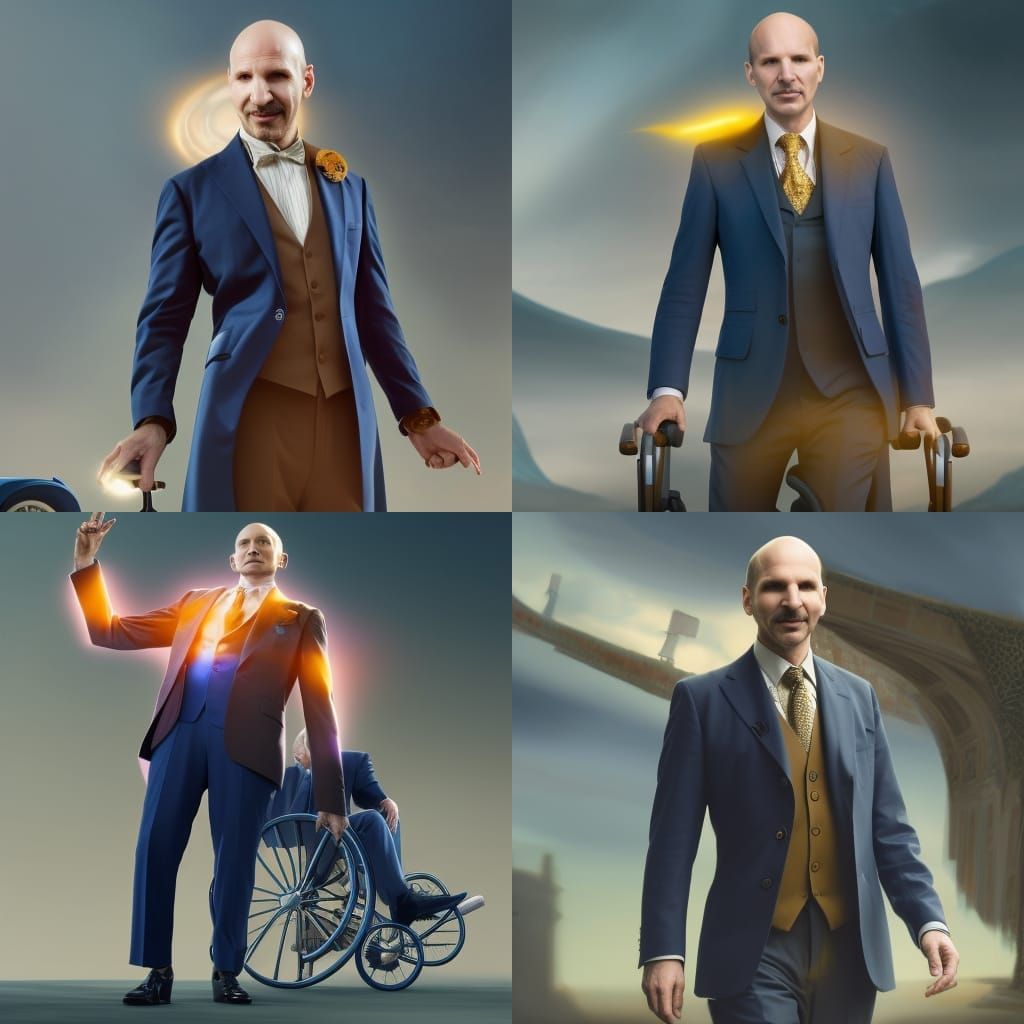 Professor X in Hovering Wheelchair: Detailed Digital Art