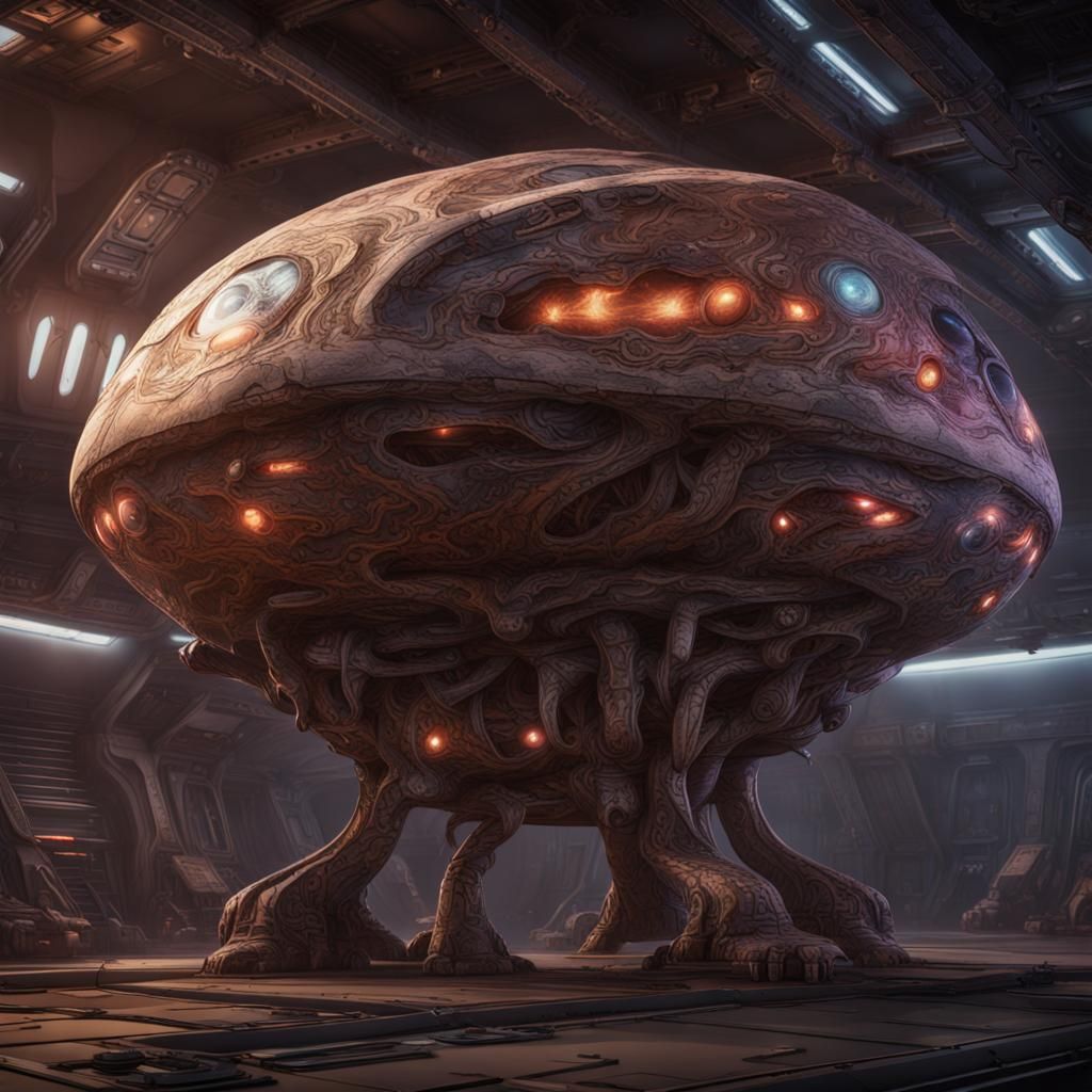 Galactic Ship with Alien Camo in Detailed Matte Painting