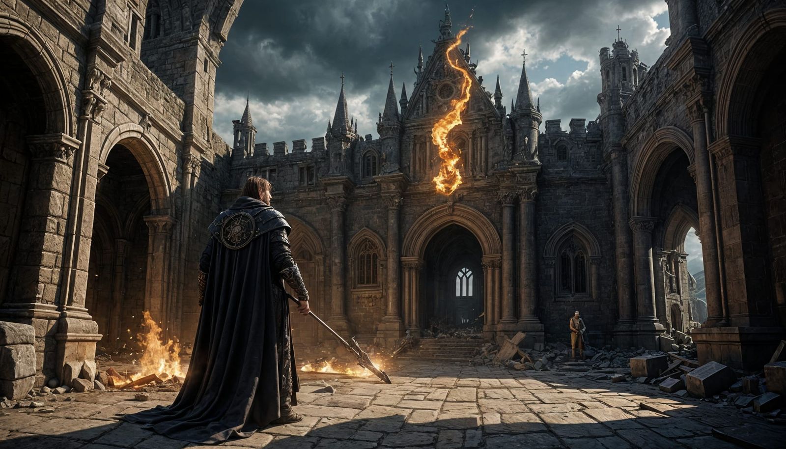 Epic Fantasy Sorcerer in Medieval Dungeon