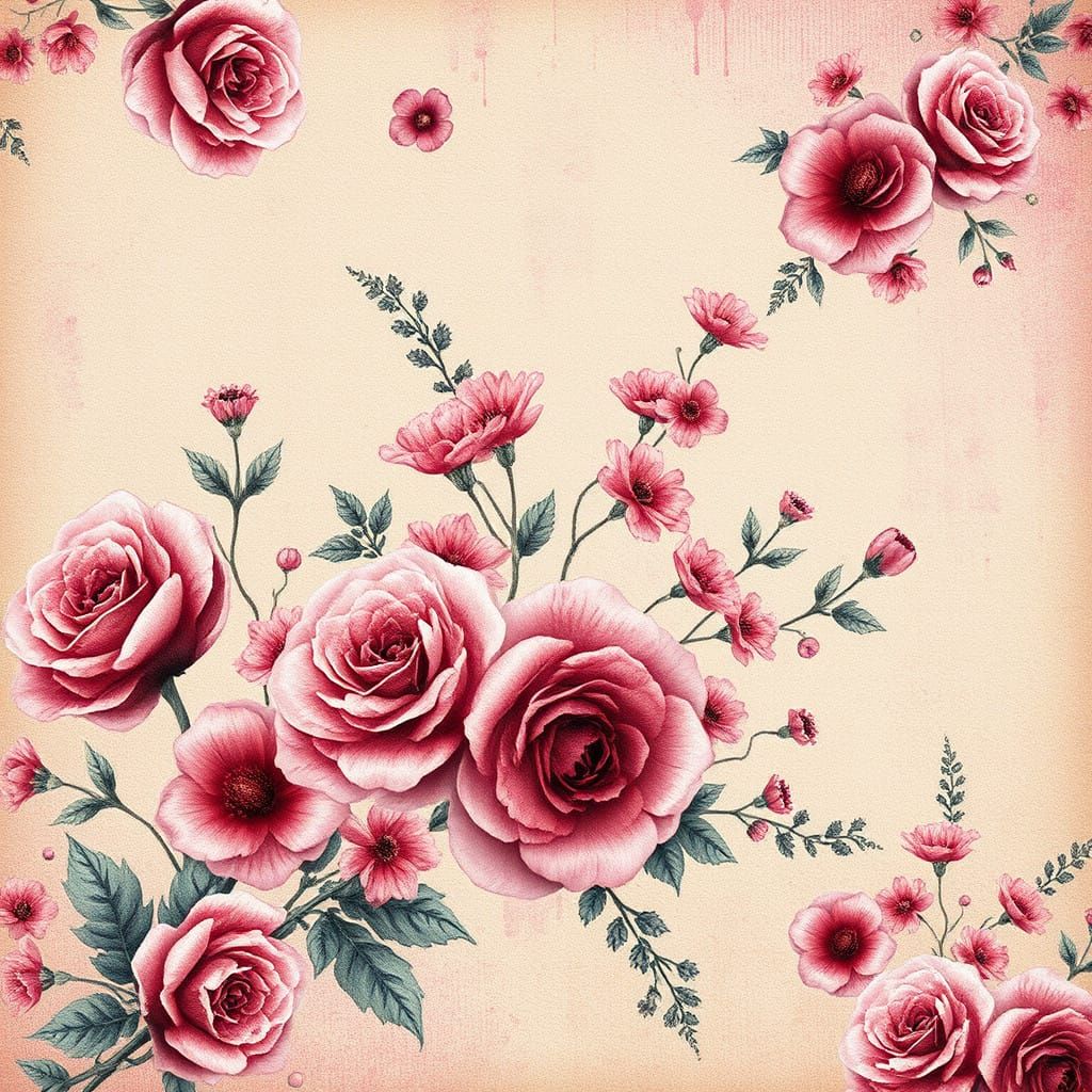 Whimsical Floral Fantasy in Vintage Style