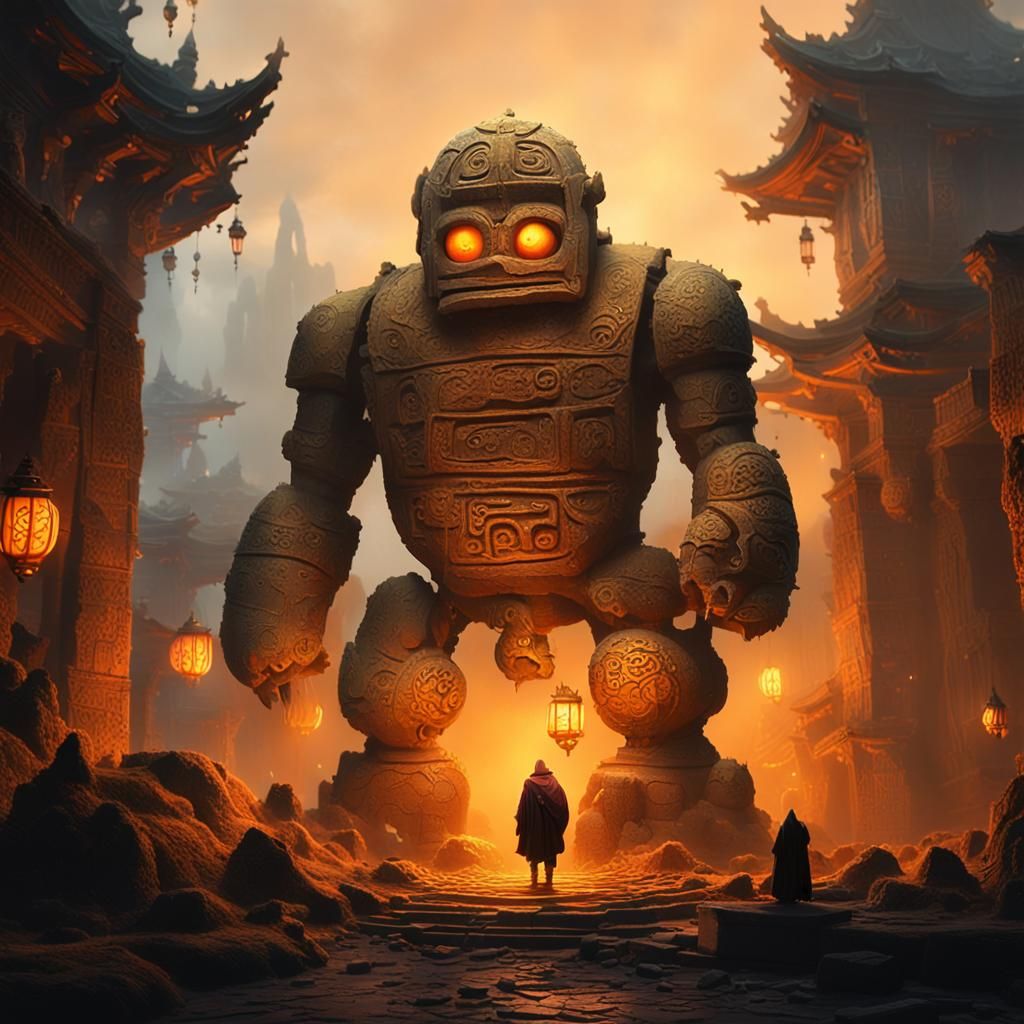 Satsuma Golem in Lantern-Lit Ruins