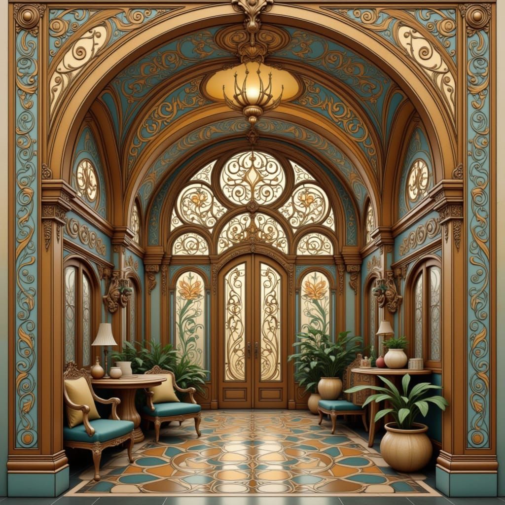 Sensual Art Nouveau Architecture in Earthy Metallic Hues