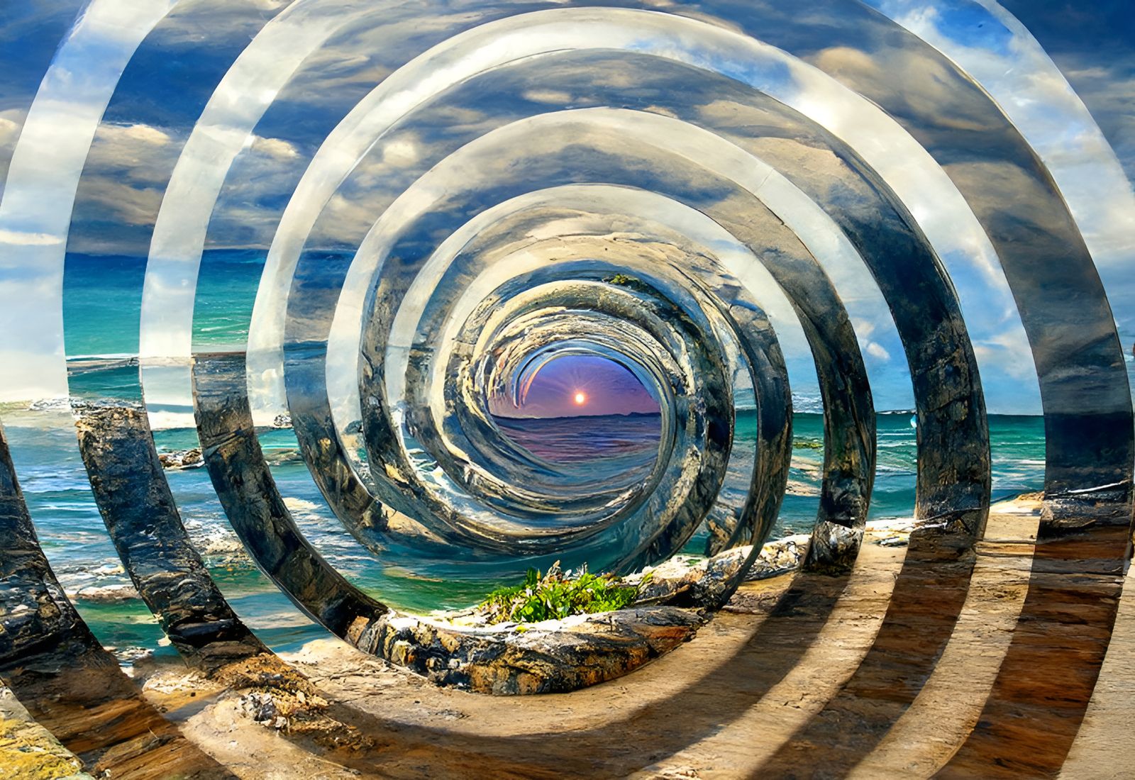 Two Realities Merge Through Spiral Portal