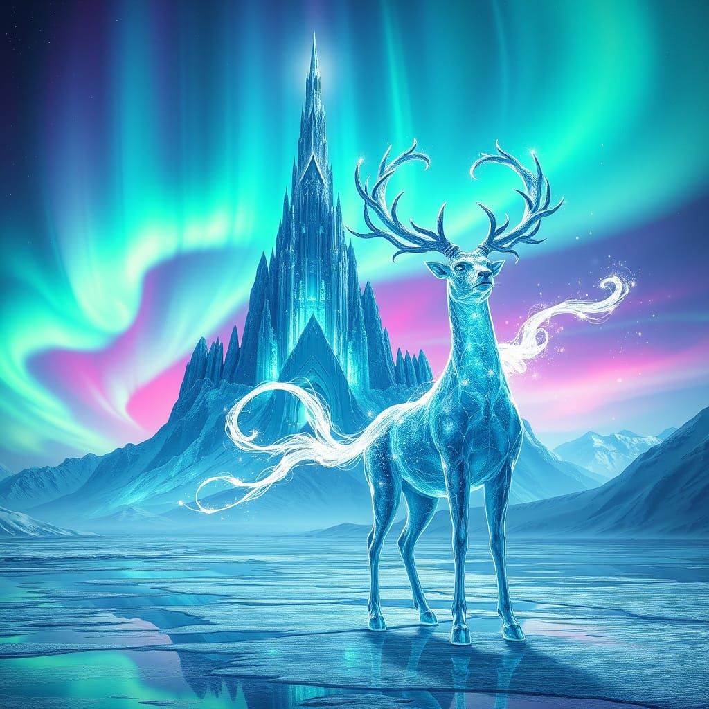 Ethereal Arctic Crystal Palace Radiates with Celestial Blues...