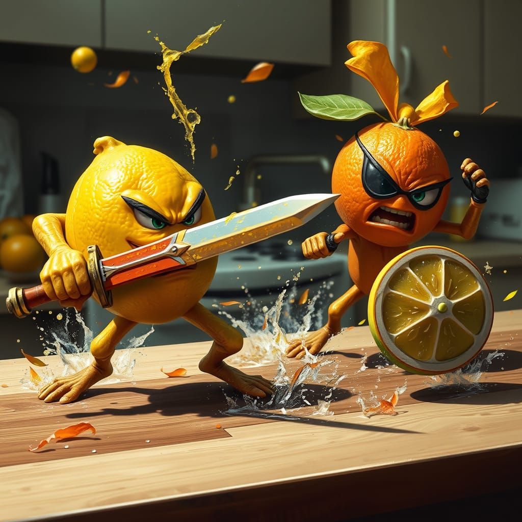 Fierce Citrus Warriors Engage in Epic Battle