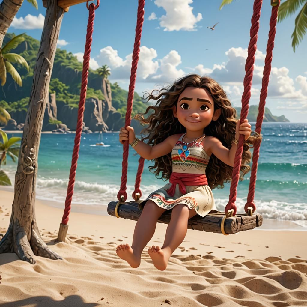 Princess Moana Swinging by the Sea
