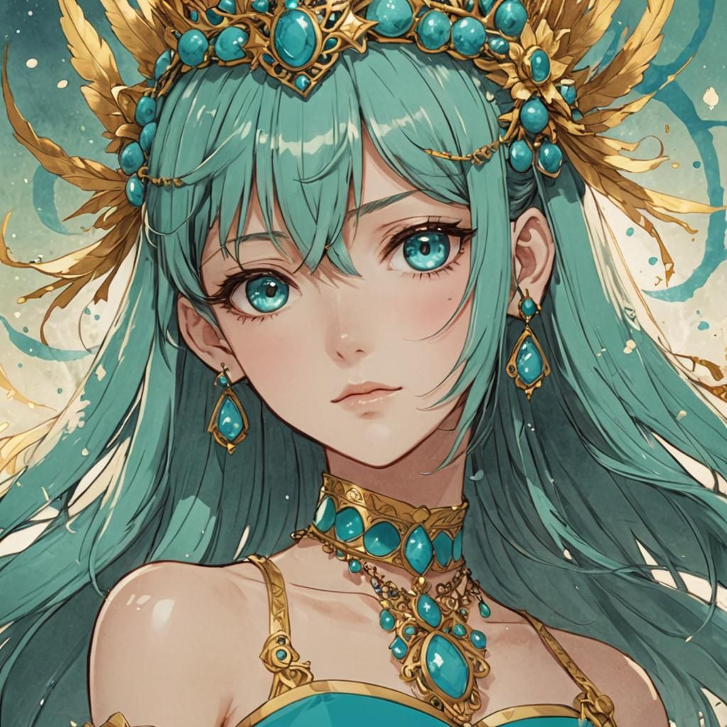 Anime Style Turquoise Queen