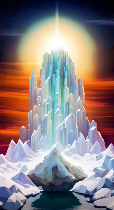 Floating Island: White Iridescent Crystal Cluster