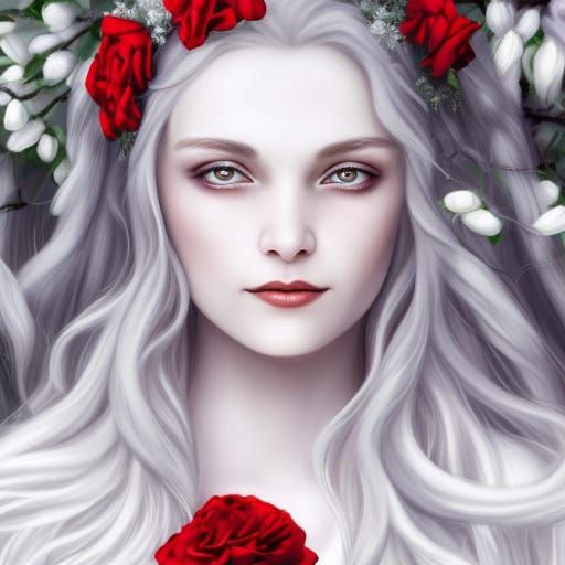 Frost Queen's Daughter Portrait in Art Nouveau Style