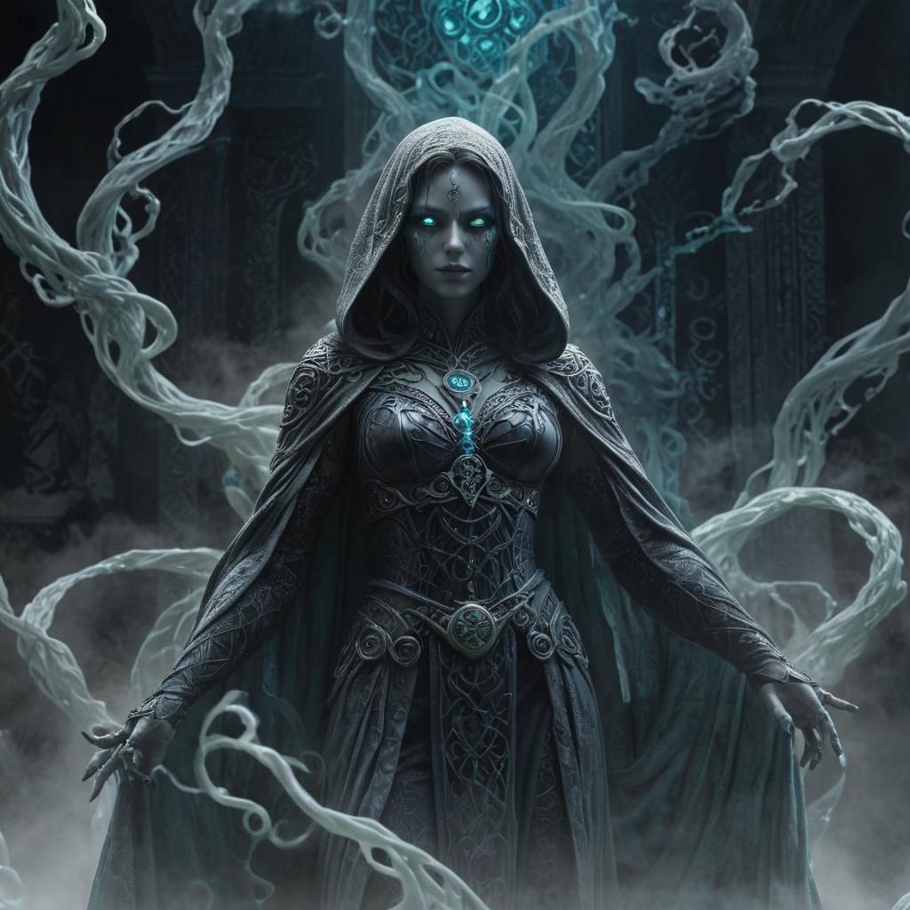 Stunning Cyber Necromancer Unveiled in Hyperrealistic Digita...