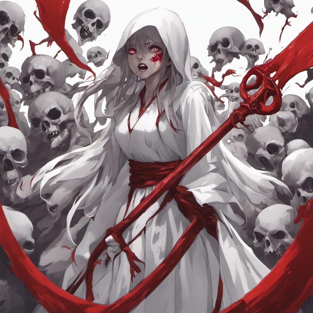 Horror Banshee with Scythe in Anime Style