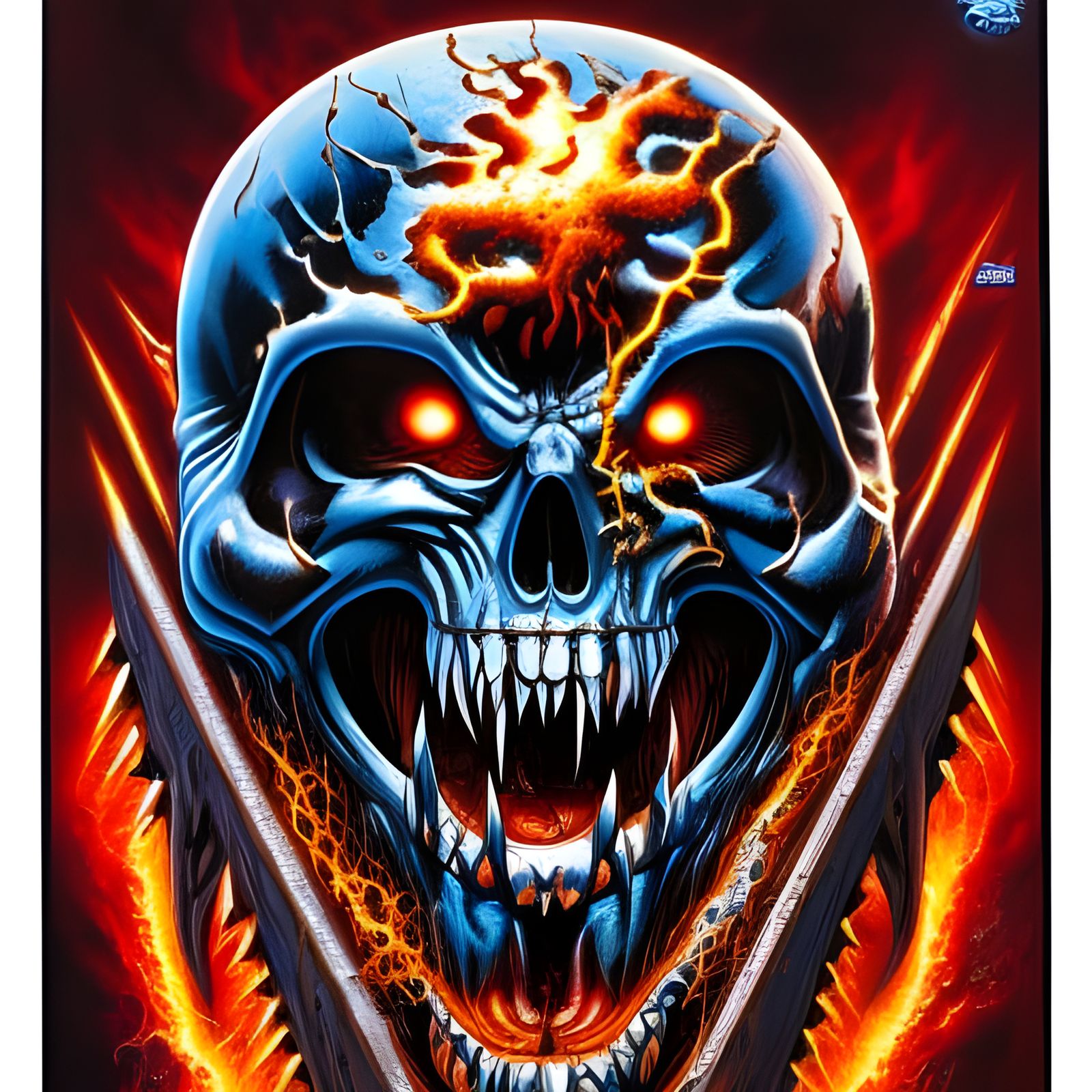 Heavy Metal Album Cover with Electric Face