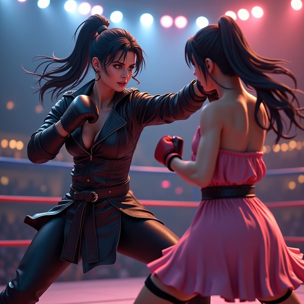 Talia al Ghul Boxing Match in Anime Style