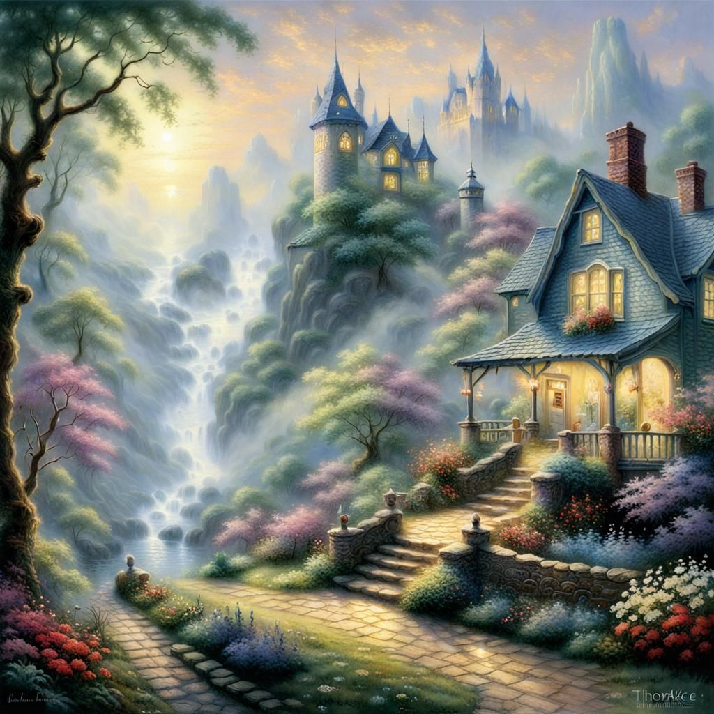 Ethereal Fantasy Landscape in Hyperdetailed Mist