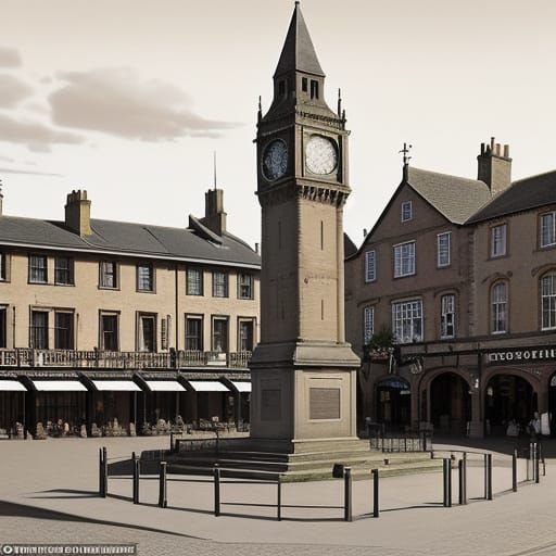 Penrith Market Square. The Musgrave Monument, a clock tower, was erected in 1861 as a memorial to Philip (son of Sir Geo...