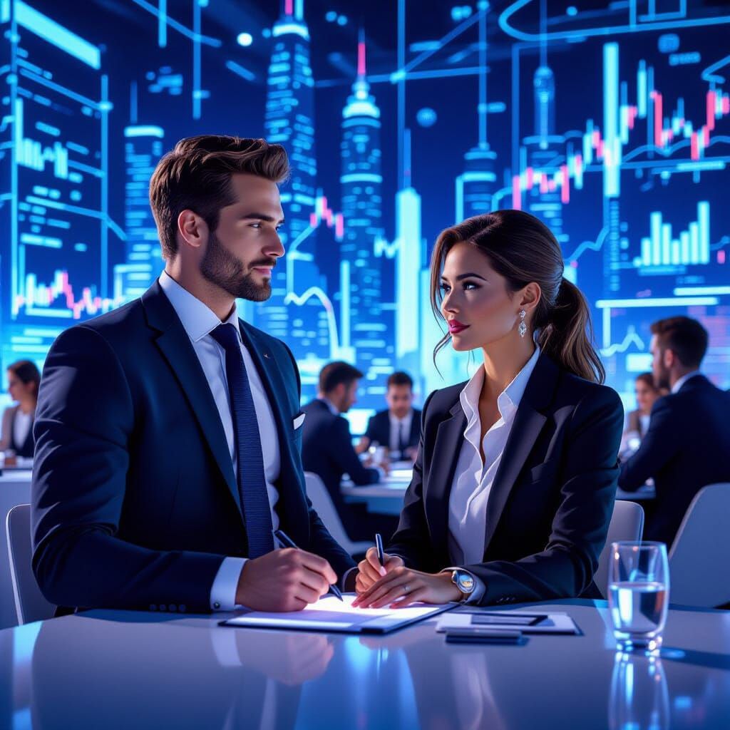 Futuristic Business Professionals Networking at Conference