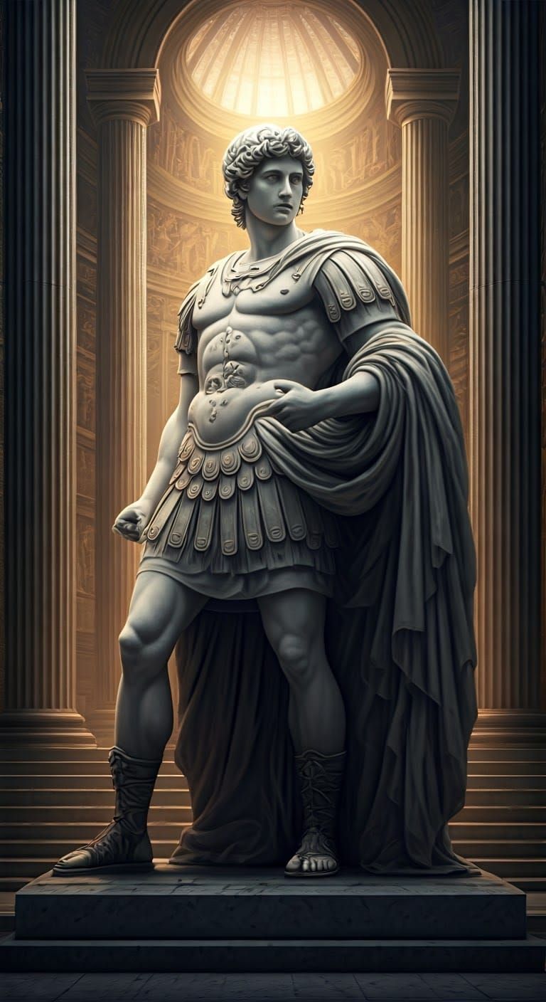 Ancient Roman Warrior in Marble Glory