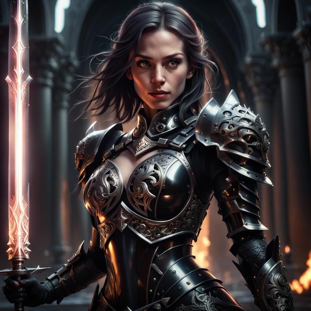 Dark Paladin with Glowing Sword: A Fantasy Portrait