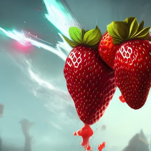 Strawberry Grenade Explosion: Detailed Matte Painting