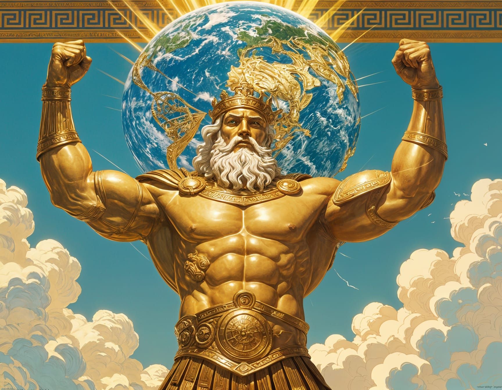Atlas, King of Titans, Shouldering the Heavens - AI Art