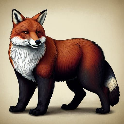 Giant Fox in Forest Clearing