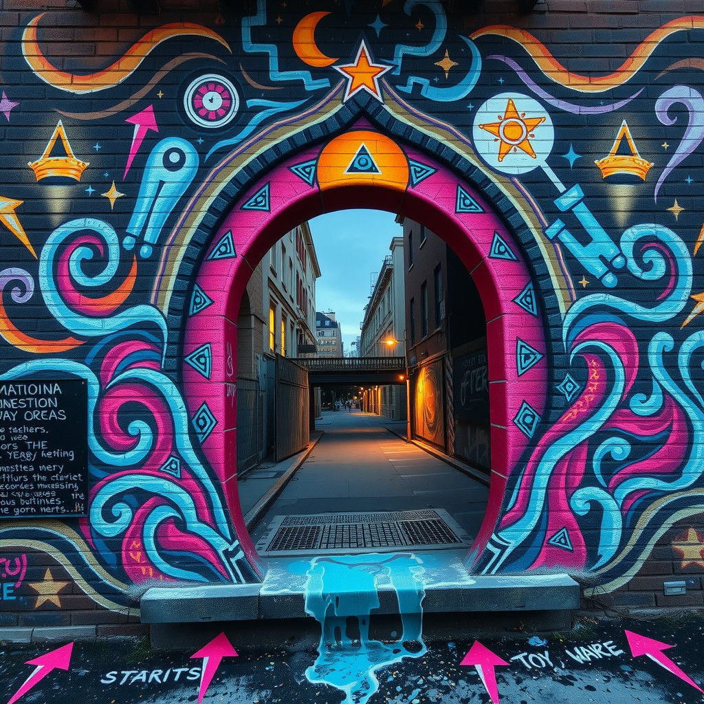 Surreal Street Art Portal with 3D Archways