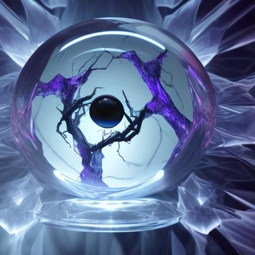 Horrifying Dark Face Holding Crystal Ball: 3D Art