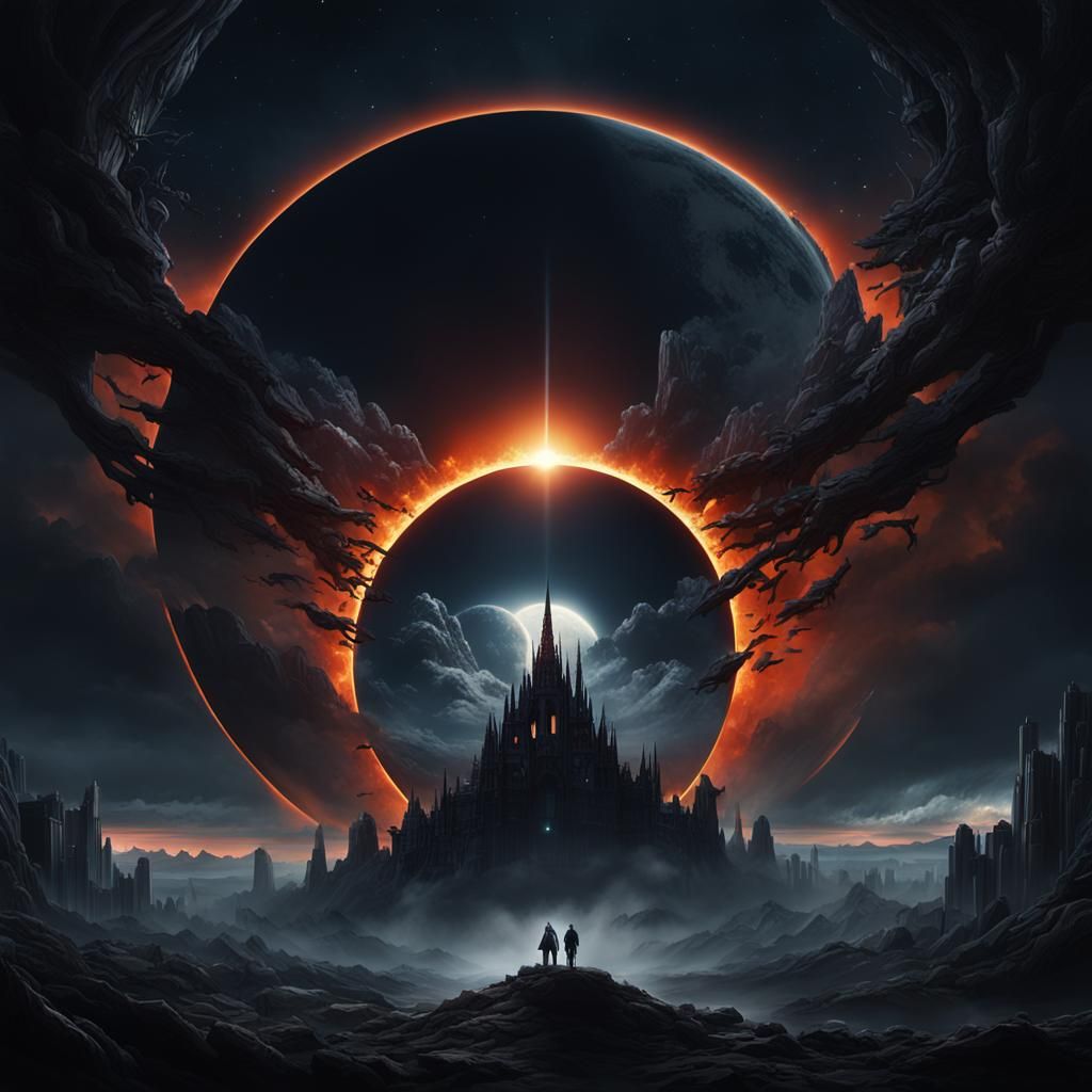 Dramatic Digital Matte Painting of Total Eclipse