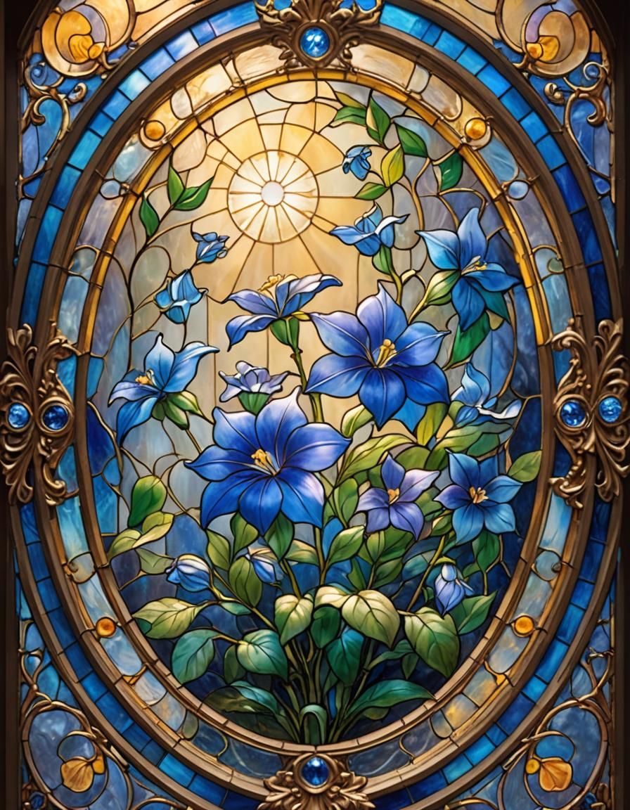 Ethereal Stained Glass Flower in Golden Light