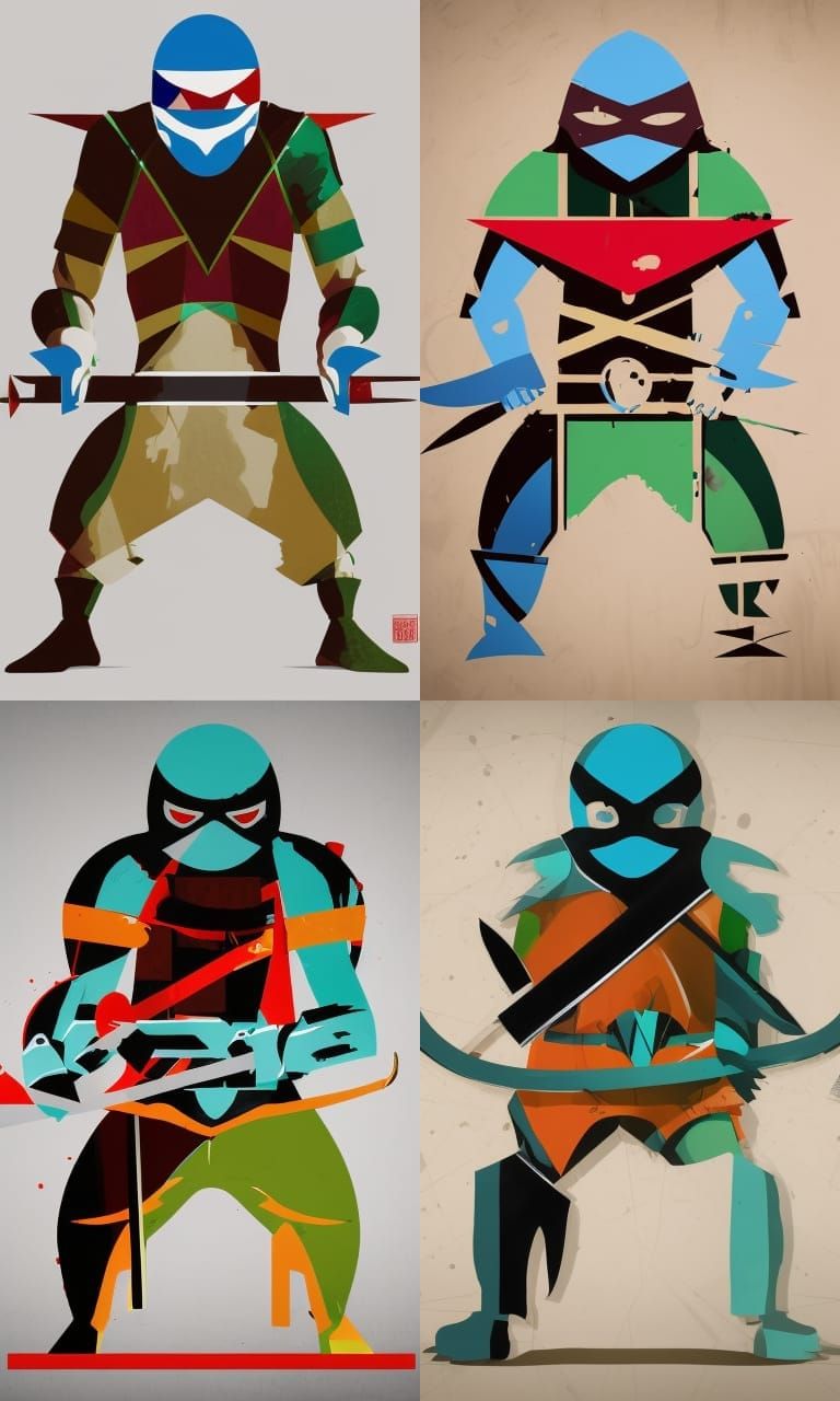 Ninja Turtle with Swords in Comic Book Style