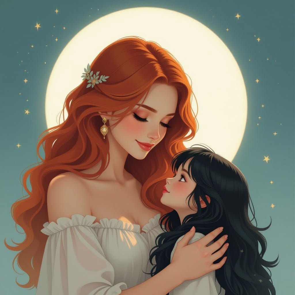 Moonlit Guardian: A Whimsical Scene in Ethereal Style