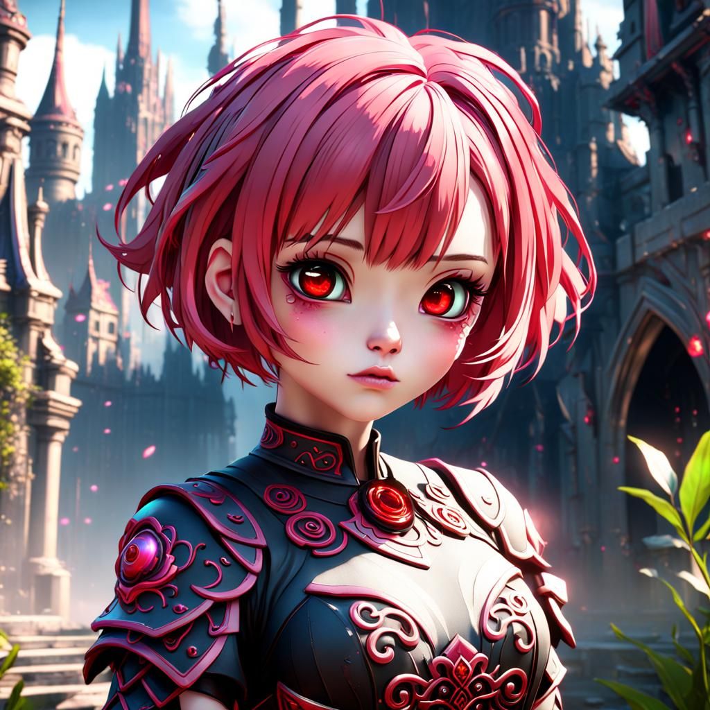 Cute Girl with Pink Hair: Fantasy Concept Art