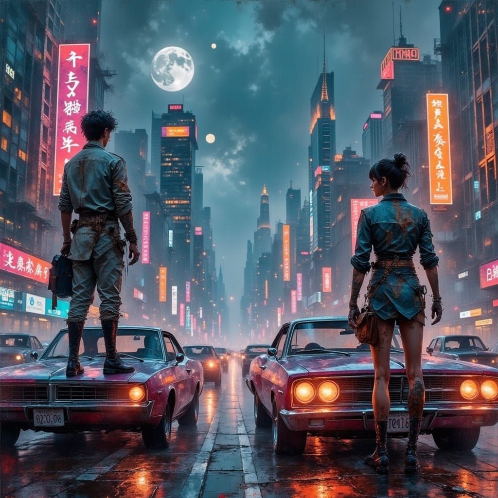 Synthwave Retro Future Heroes Trapped in Time