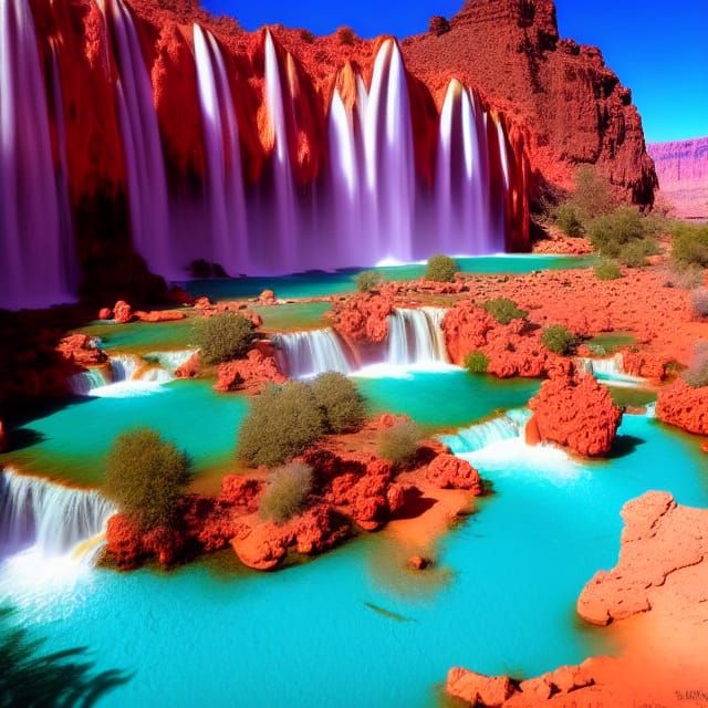 Havasu Falls: Detailed Matte Painting in Arizona