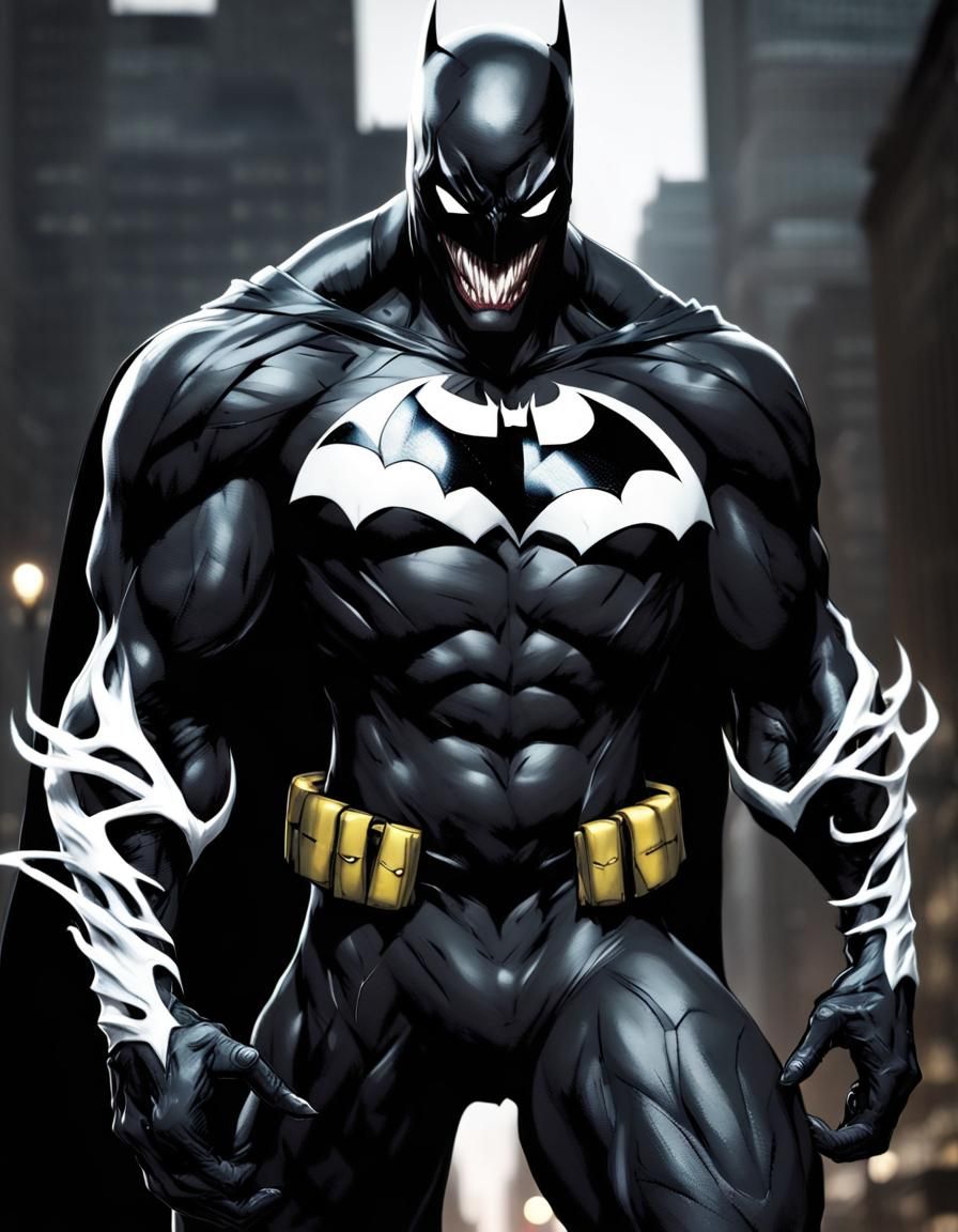 Batman-AntiVenom Hybrid: Vigilante in Gotham Comic Style