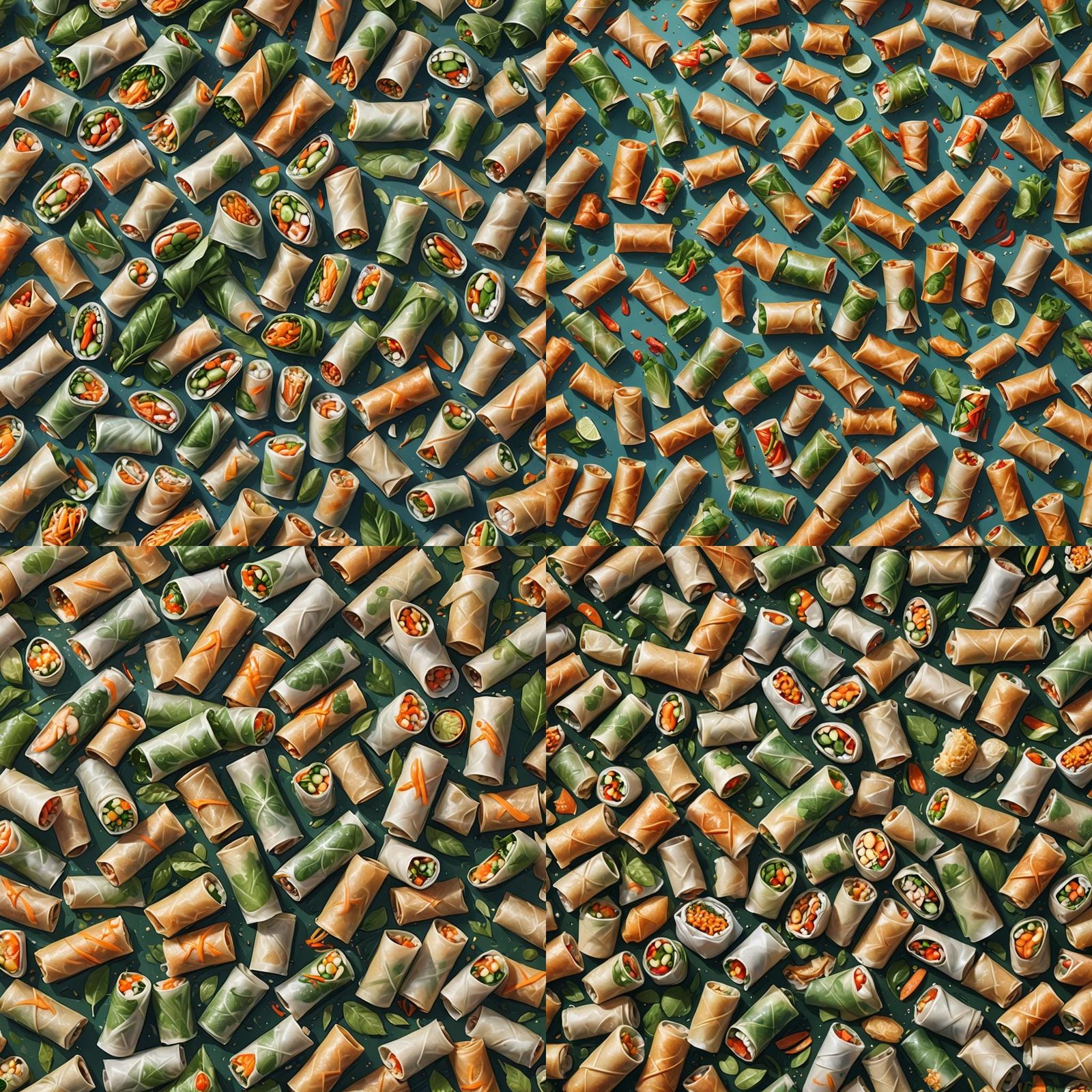 Hyperrealistic Spring Rolls Concept Art