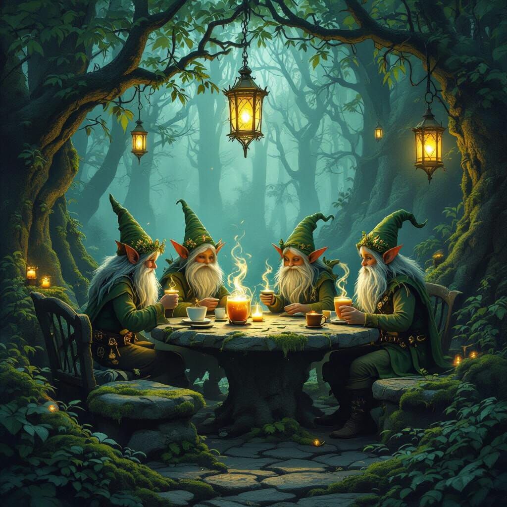 Enchanted Woodland Cafe With Sprite Baristas and Moonlit Lan...