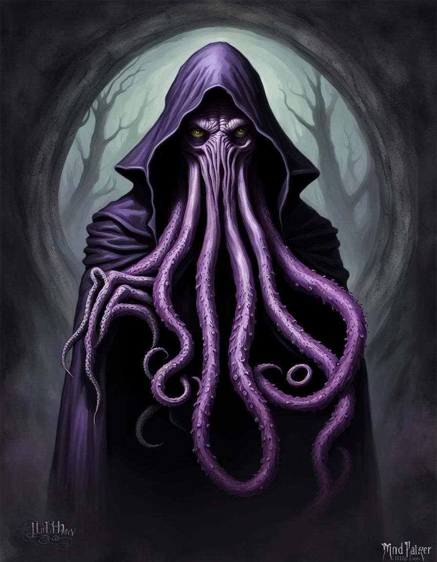 Creepy Mind Flayer Portrait in Dark Shadows