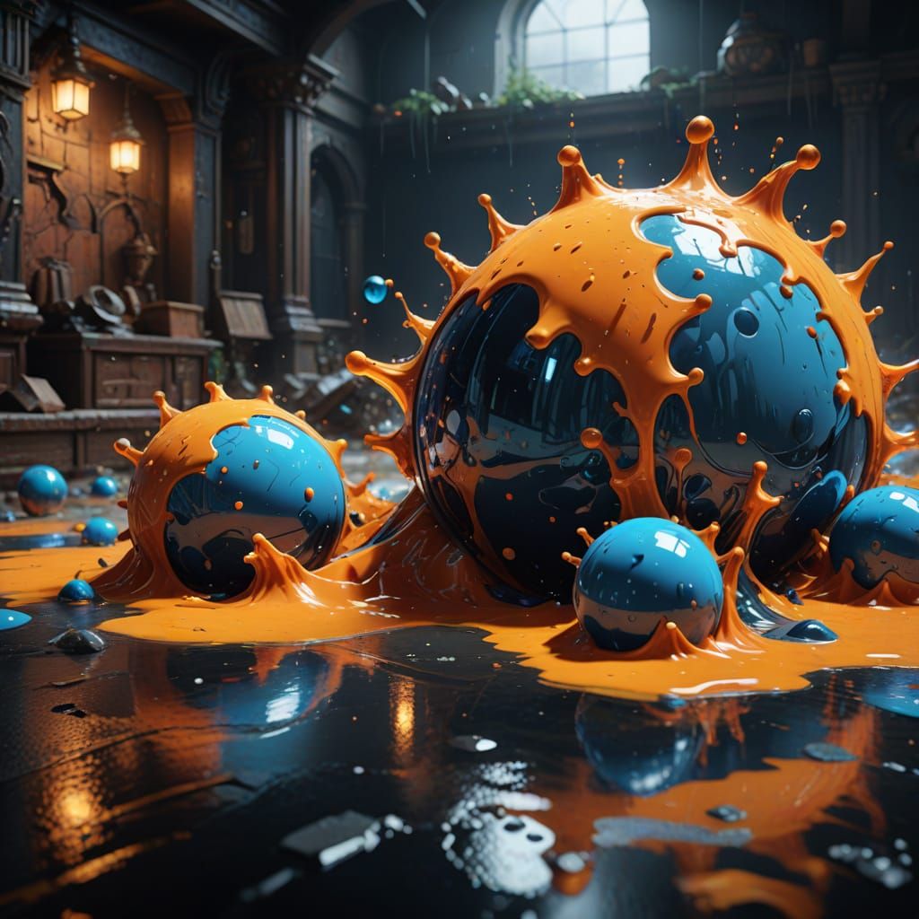 Surreal Splash of Vibrant Liquids in Fantasy Realism Style
