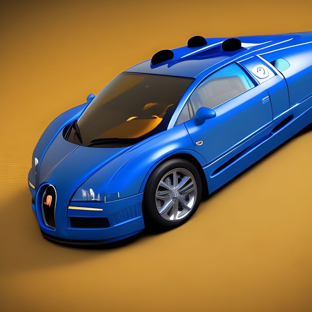Blue Bugatti Minivan: Detailed Matte Painting