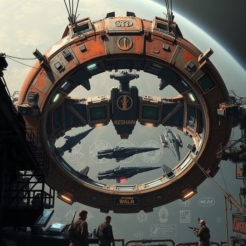 Cyberpunk Space Station Keshan Hovers Above Khar Delba