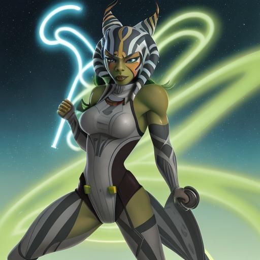 Ahsoka Tano as She-Hulk in Anime Style