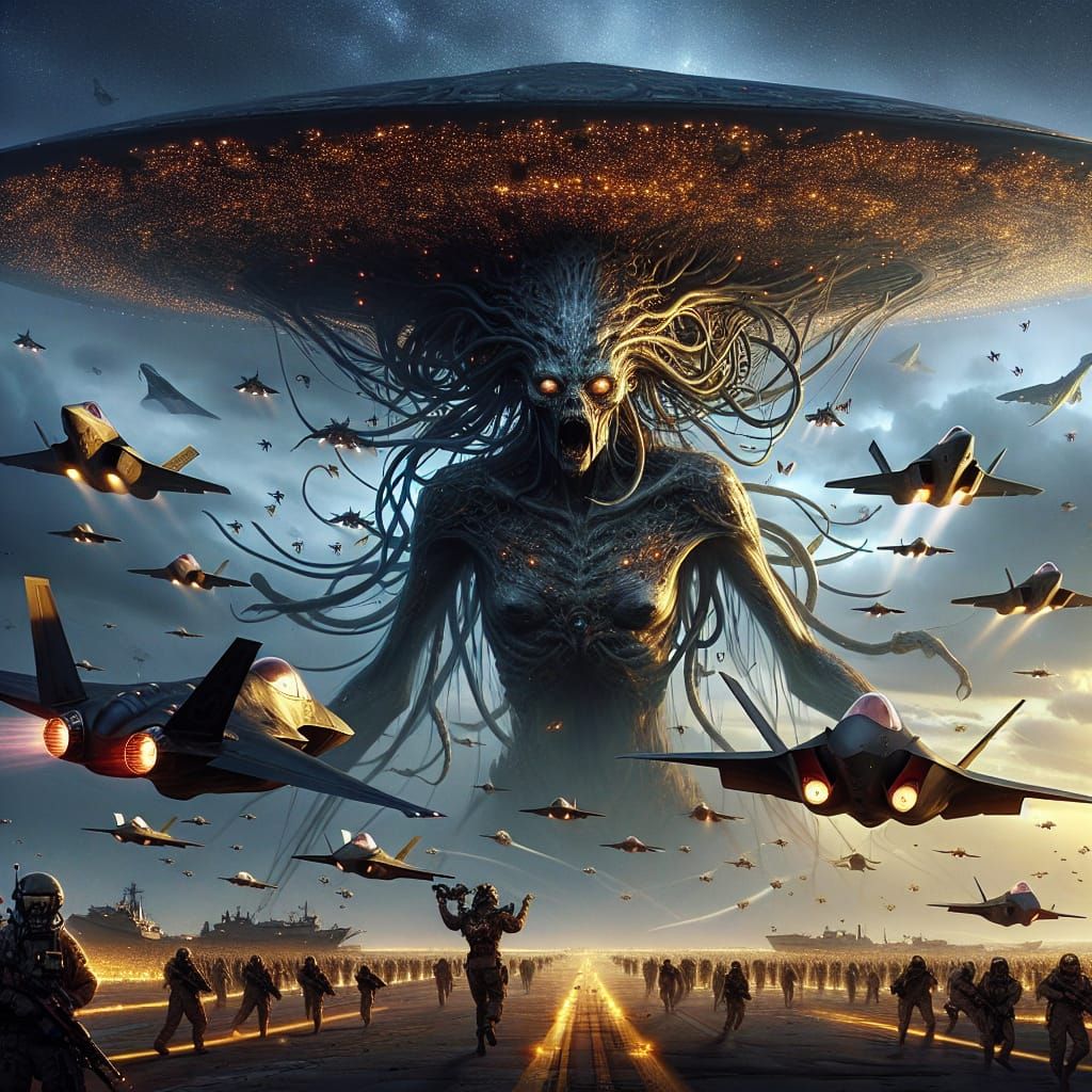 Gothic Medusa Alien Invasion: Digital Matte Painting