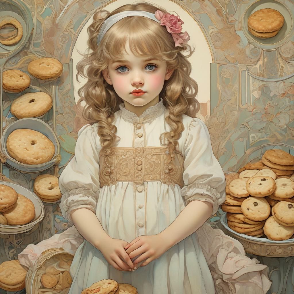Little girl and cookies